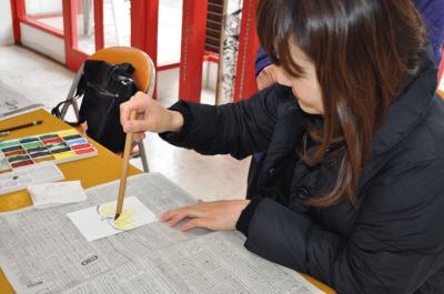 嬉野ゆったり絵てがみ展 絵手紙体験中2